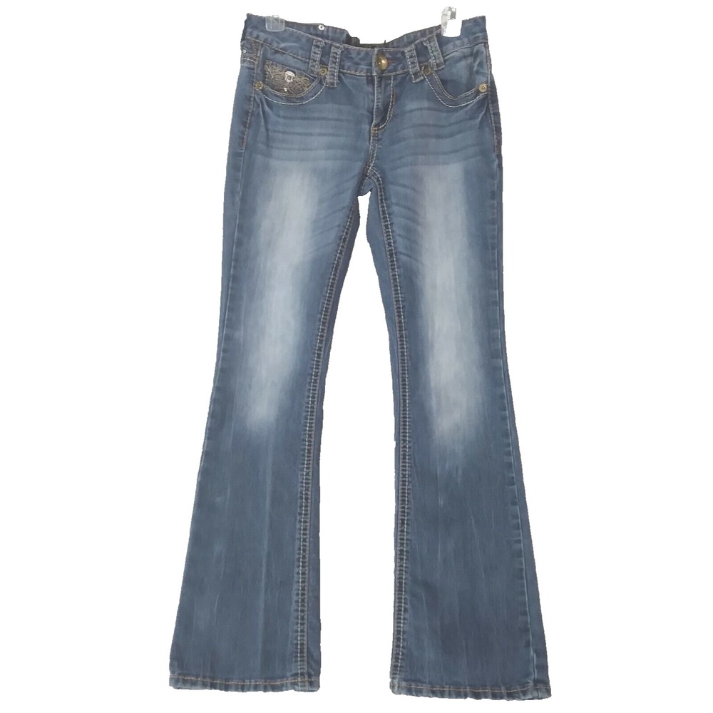Premier jeans womens size 5/6R blue denim pants bling studs rhinestones 32 x 32